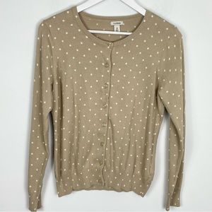 LL Bean Tan Supima Cotton Cardigan Button Front Lightweight Women's Medium